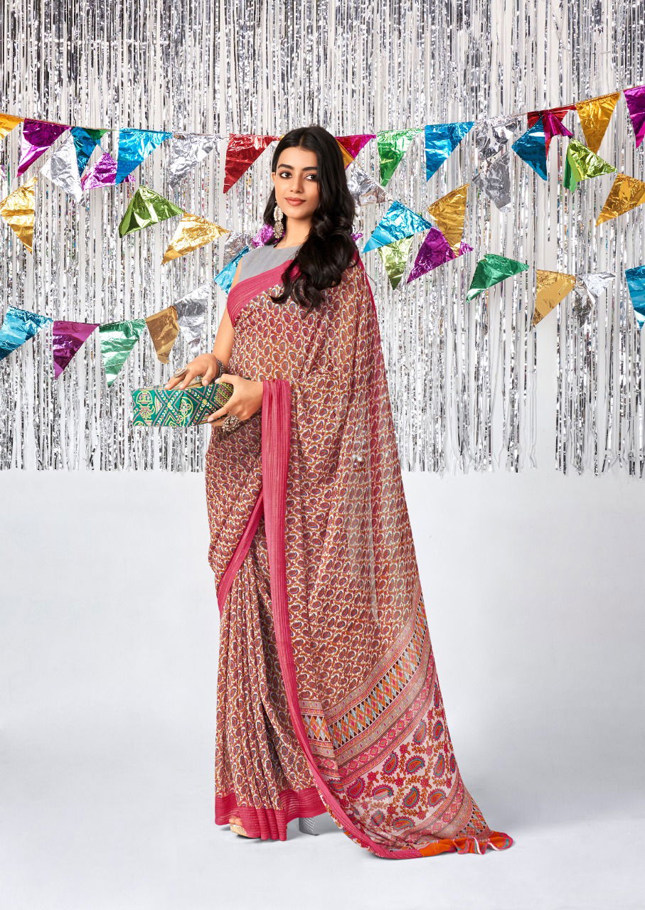 Stavan Shara New Printed Designer Fancy Wear Georgette Saree Collection